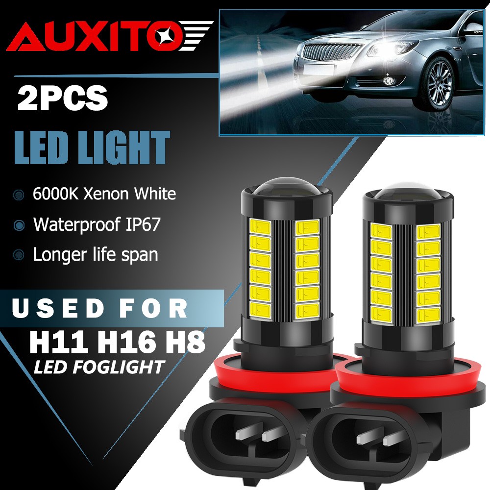 AUXITO LED Fog Driving Light H11 H16 H8 6000K Super Bright 60 Days Free Return