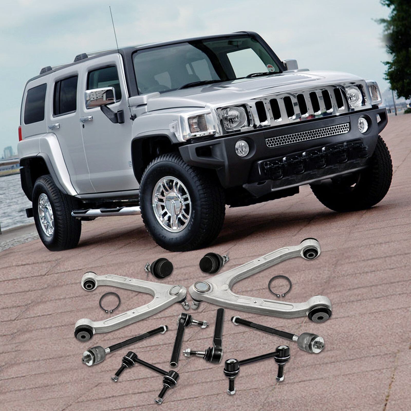 10x Front Upper Control Arms Tie Rod Sway Bar Links For Hummer H3 H3T 2006-2010