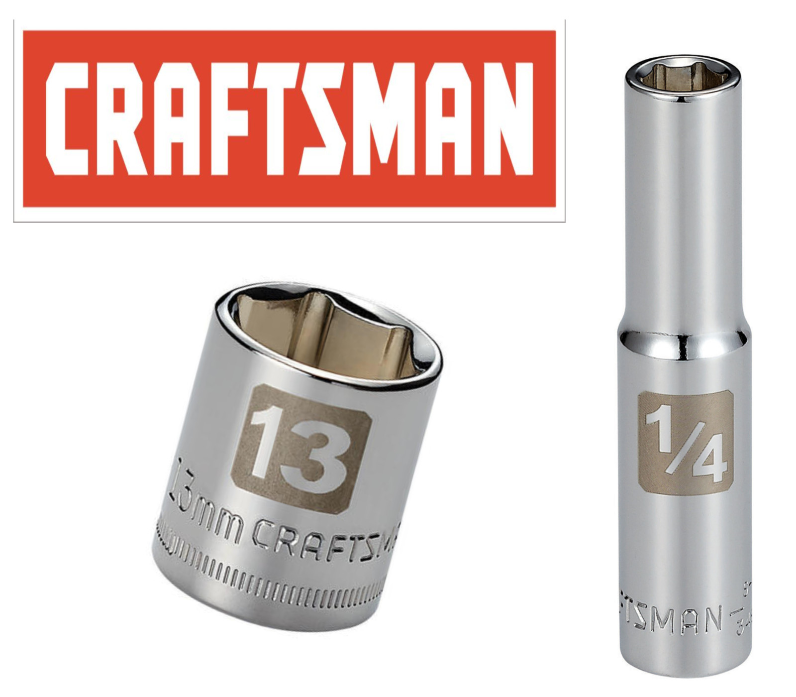 Craftsman Easy Read Socket 1/4″ Drive Shallow or Deep Metric or Inch Choose Size