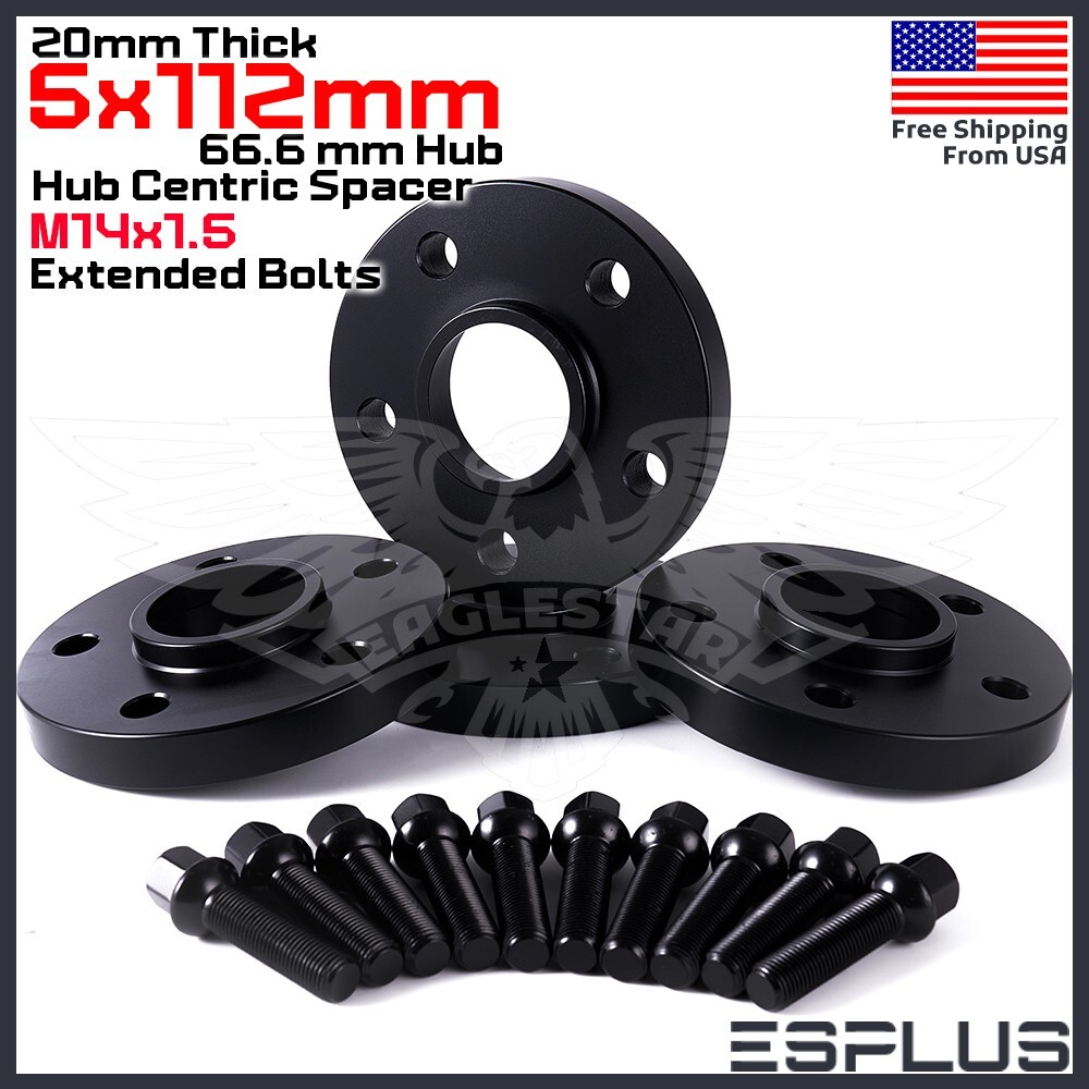 4x 20 mm Audi 5×112 66.6mm Hub Centric Spacer Fit Latest A/Q/R/RS/S/SQ -Series