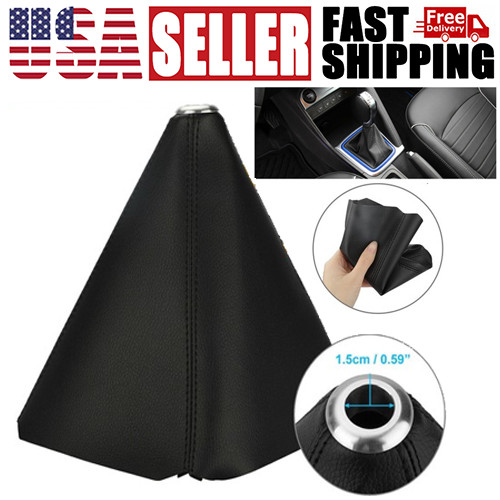 Black PVC Leather Car Shift Knob Shifter Boot Cover DIY MT AT Sport Universal