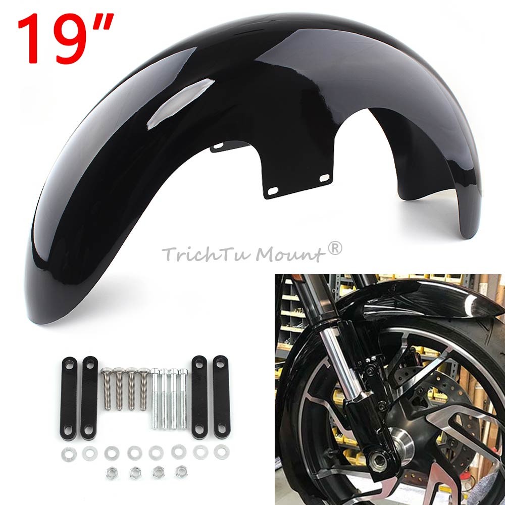 19″ Vivid Black Front Wheel Wrap Fender Steel For Harley Touring Street Glide