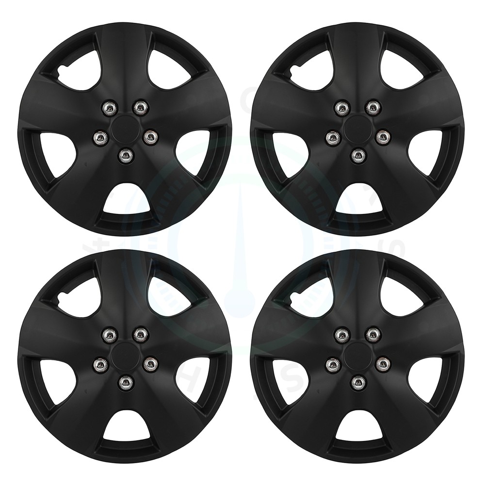 4X Black 15″ Universal Hub Caps Wheel Cover Kit Snap On For R15 Tire 5 Lug Wheel