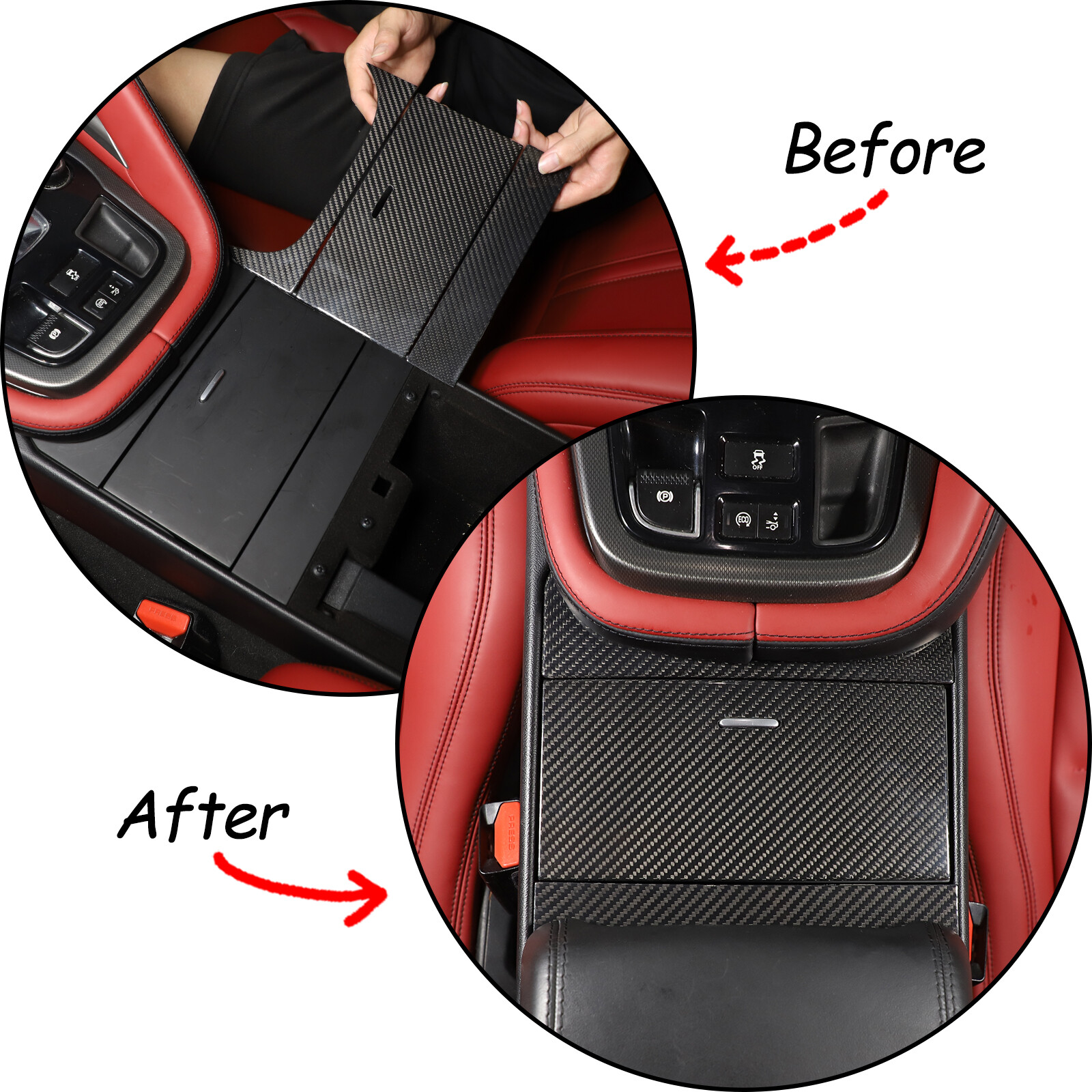 Dry Carbon Fiber Center Storage Panel Cover Trim For Jaguar F-TYPE 2013-2023