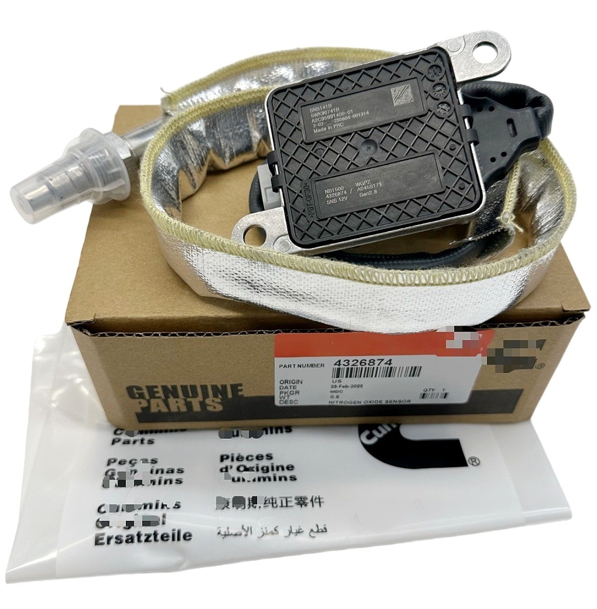 12V Inlet NOx Sensor for Cummins ISX15 Kenworth Peterbilt 5WK96740B 4326874 OEM