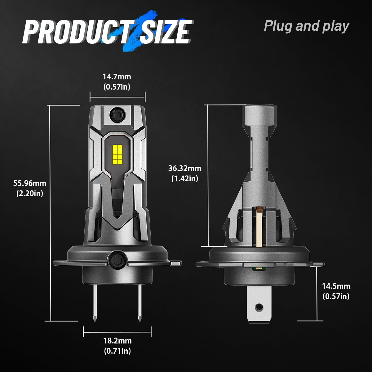 NOVSIGHT 12000LM H7 LED Headlight Bulbs High Low Beam Bright Canbus Error Free