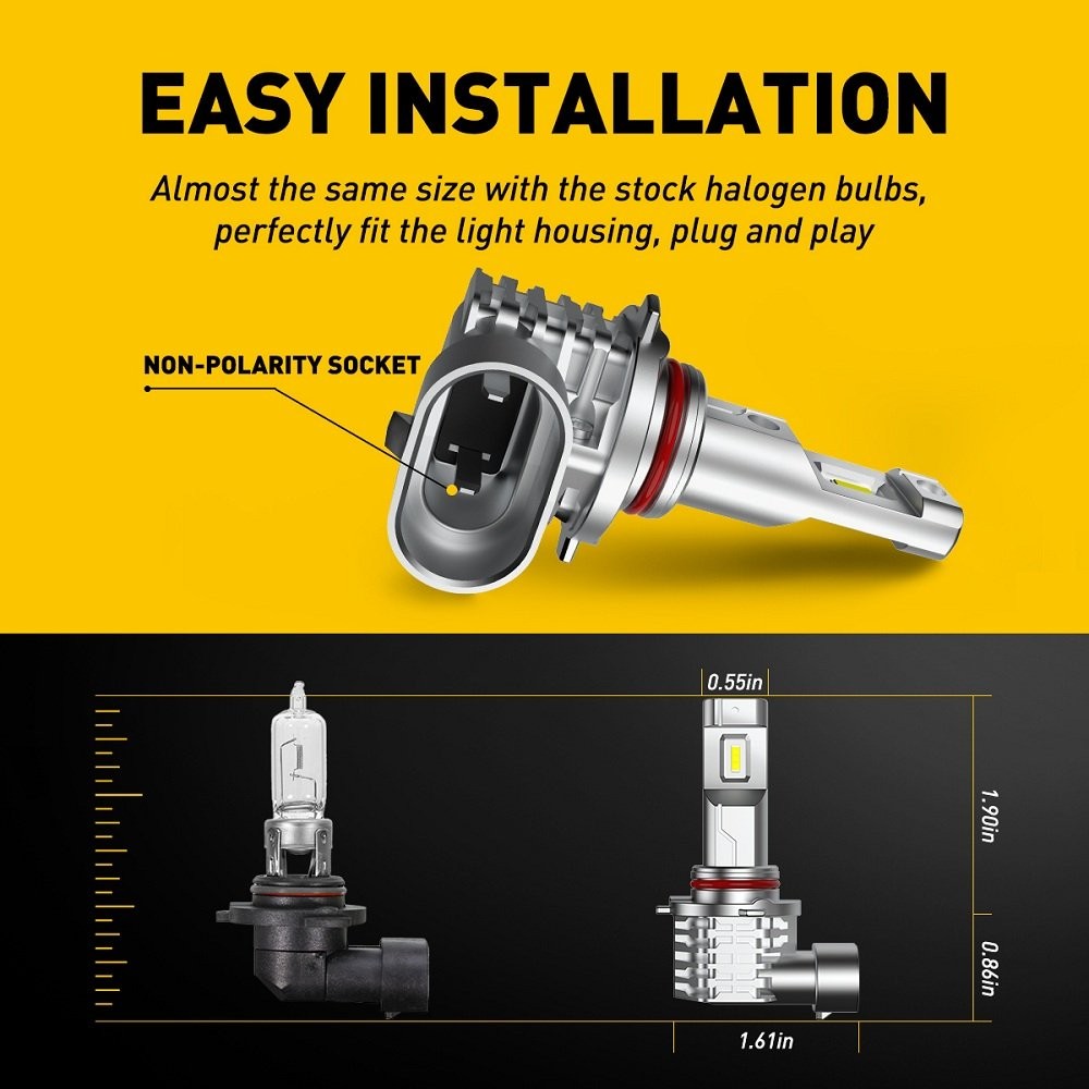 9005 HB3 LED Headlight Super Bright Bulbs Kit 6500K 360000LM White High Beam 2X