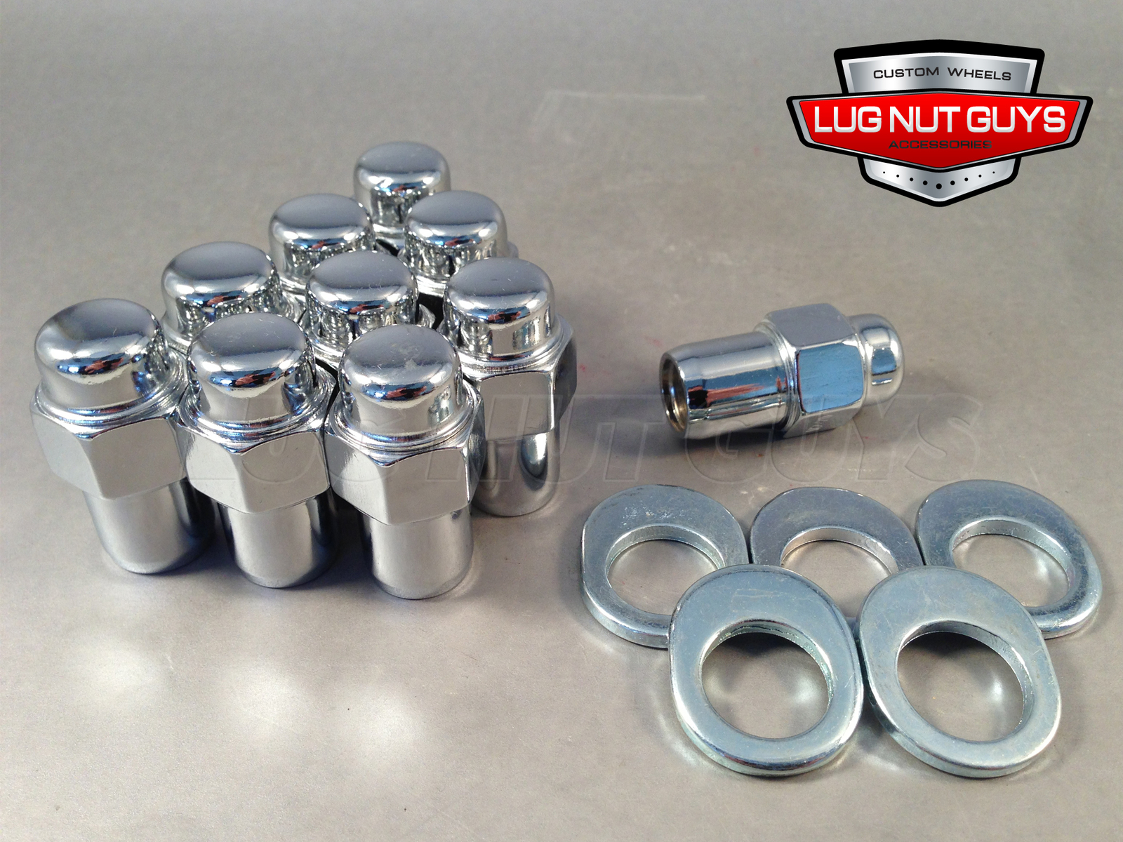 20 Lug Nuts 1/2-20 Chrome Mag Wheel Nut .75 Shank Keystone Offset Washers