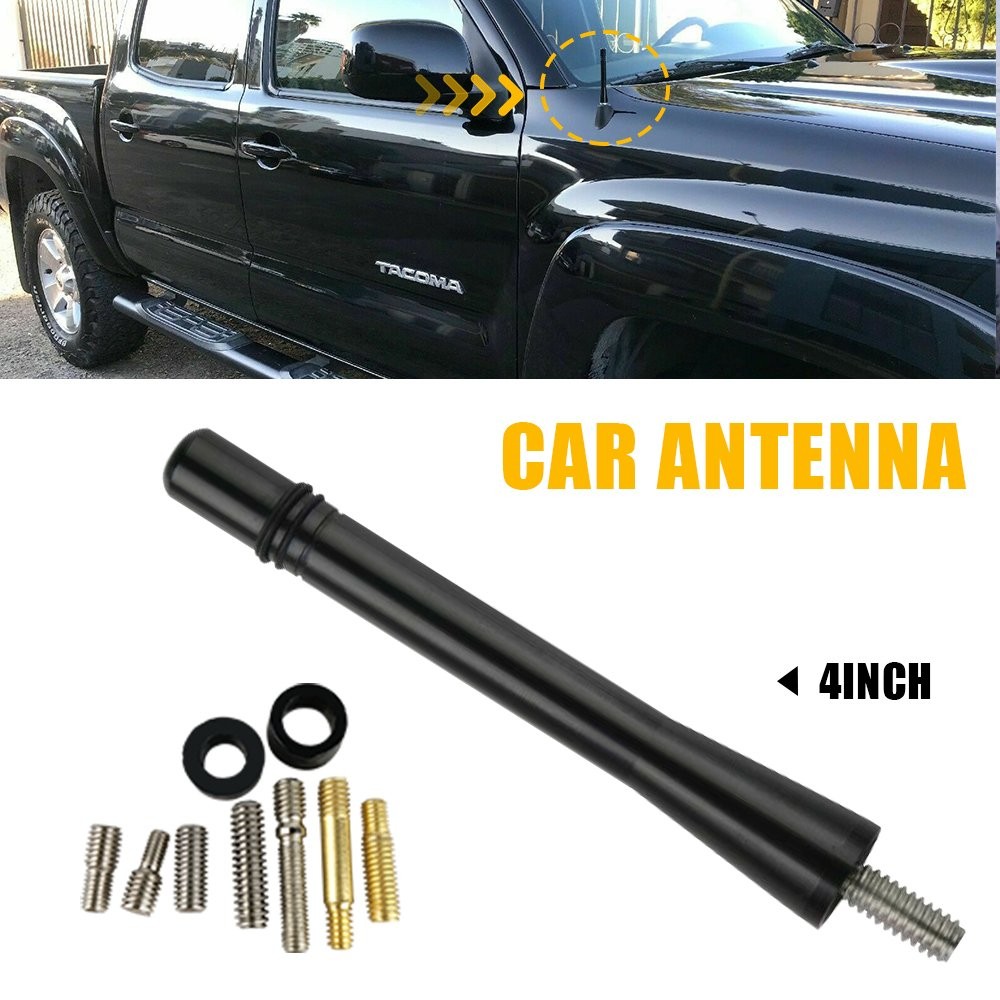 4inch Short Black Antenna Mast Radio AM/FM Rubber+ Copper With Screw Universal