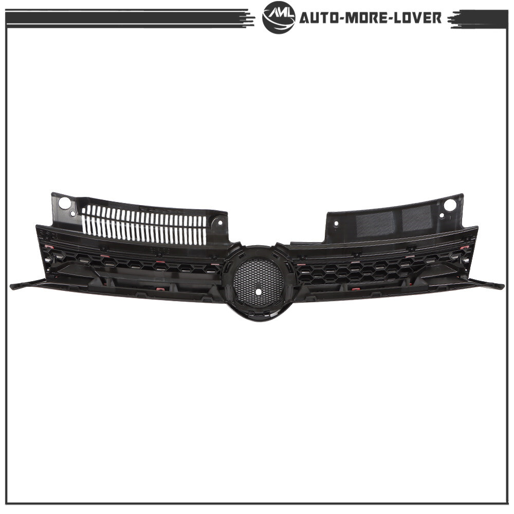 Front Upper Grille Black/Red Trim For 2010-2014 Vw Mk6 Golf/gti/jetta Sportwagen