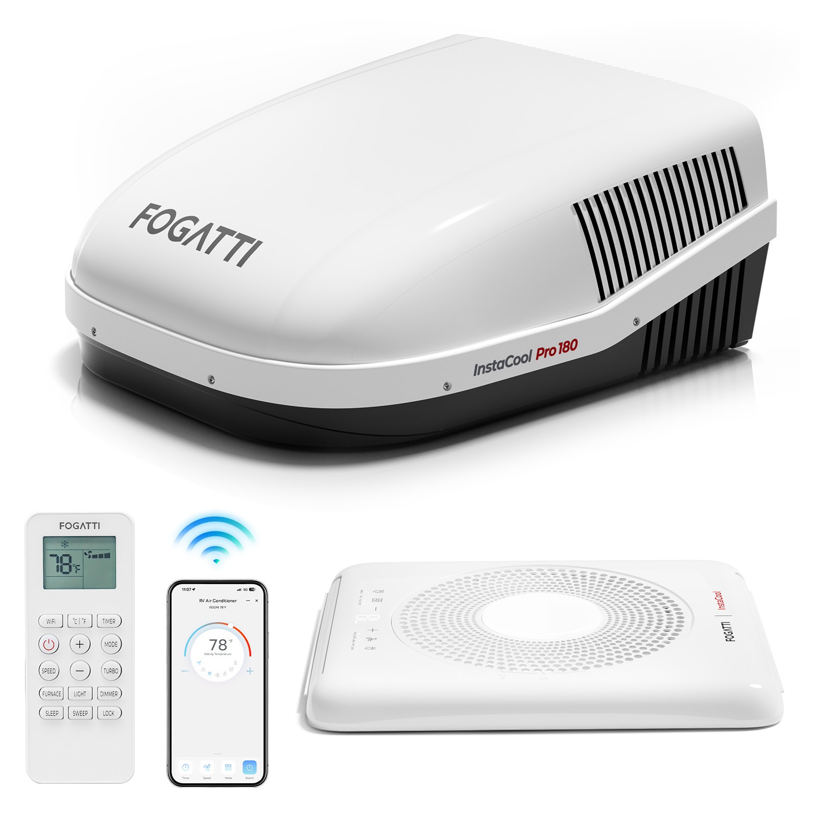 FOGATTI 18K BTU RV AC WiFi Alexa Rooftop Air Conditioner Quiet Ducted/Non-Ducted