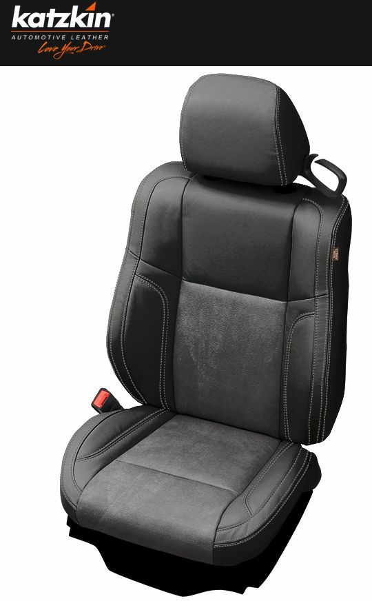 Katzkin Black Leather Dark Slate Suede Seat Covers for 2015-23 Dodge Challenger