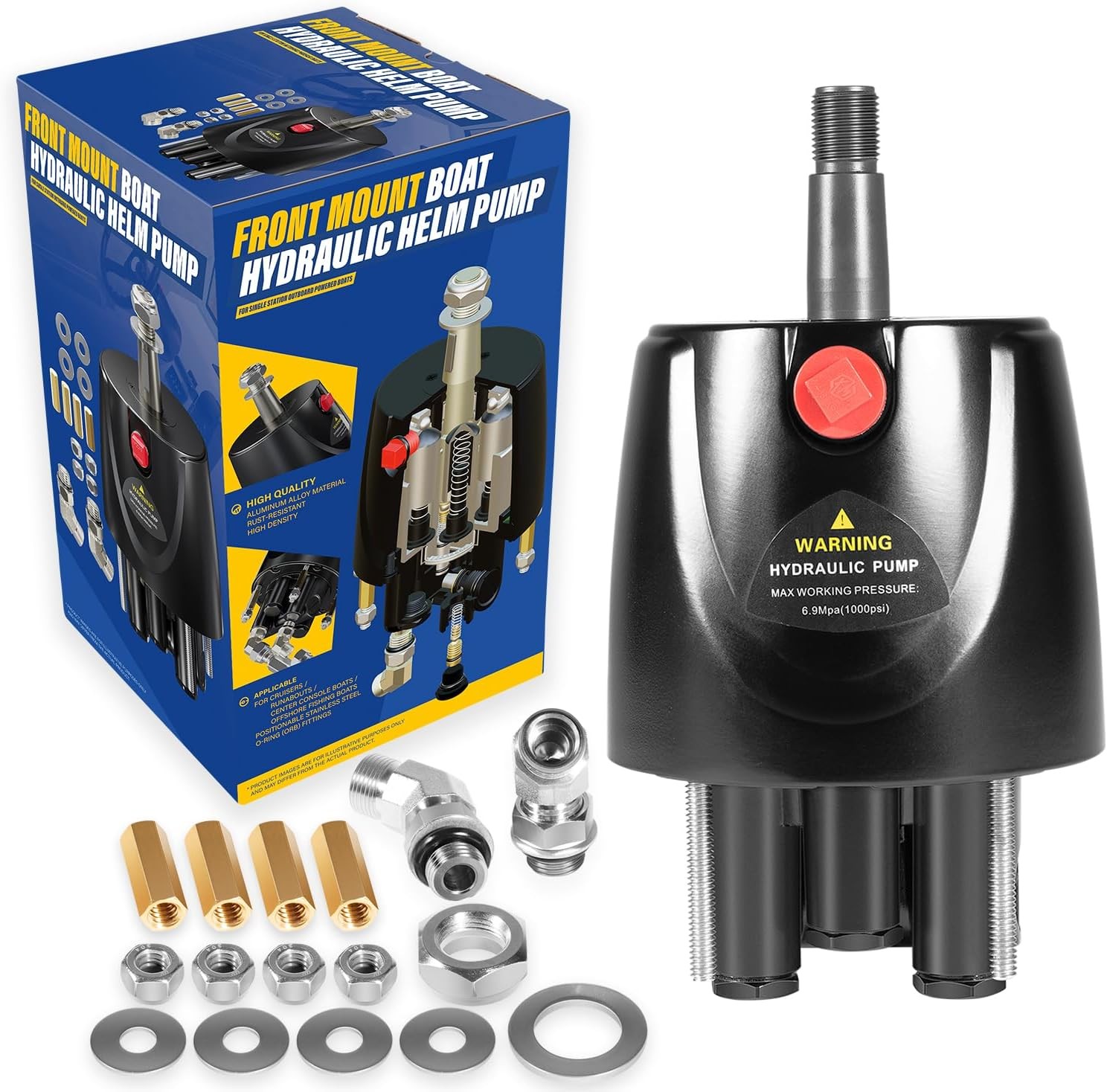 Fit for Seastar HH5271-3 Hydraulic Steering Helm Pump,1.7 cu in Front Mount Helm