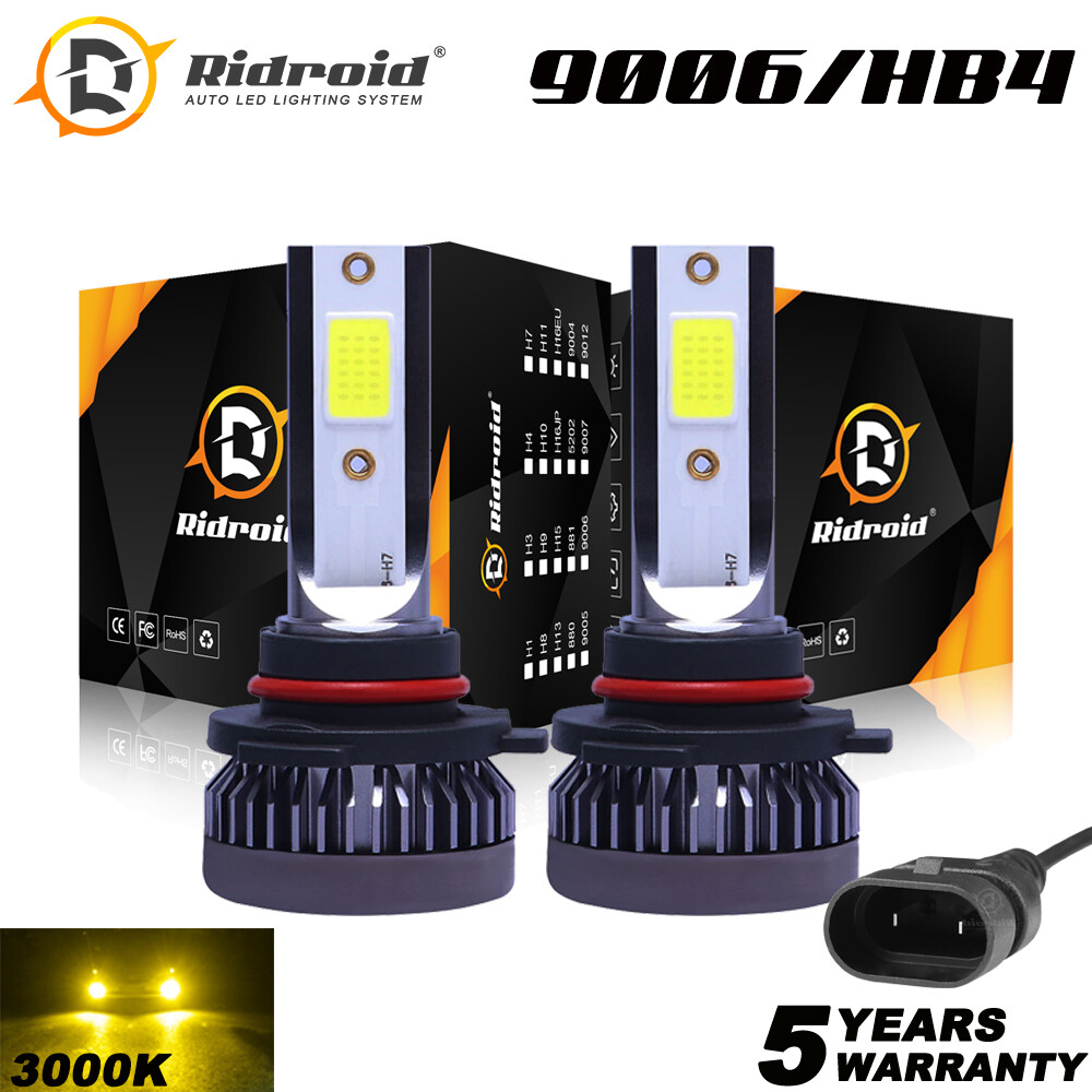 Mini LED Headlight Bulb Kit Low Beam Fog Light Lamp 9006 HB4 3000K Yellow 120W