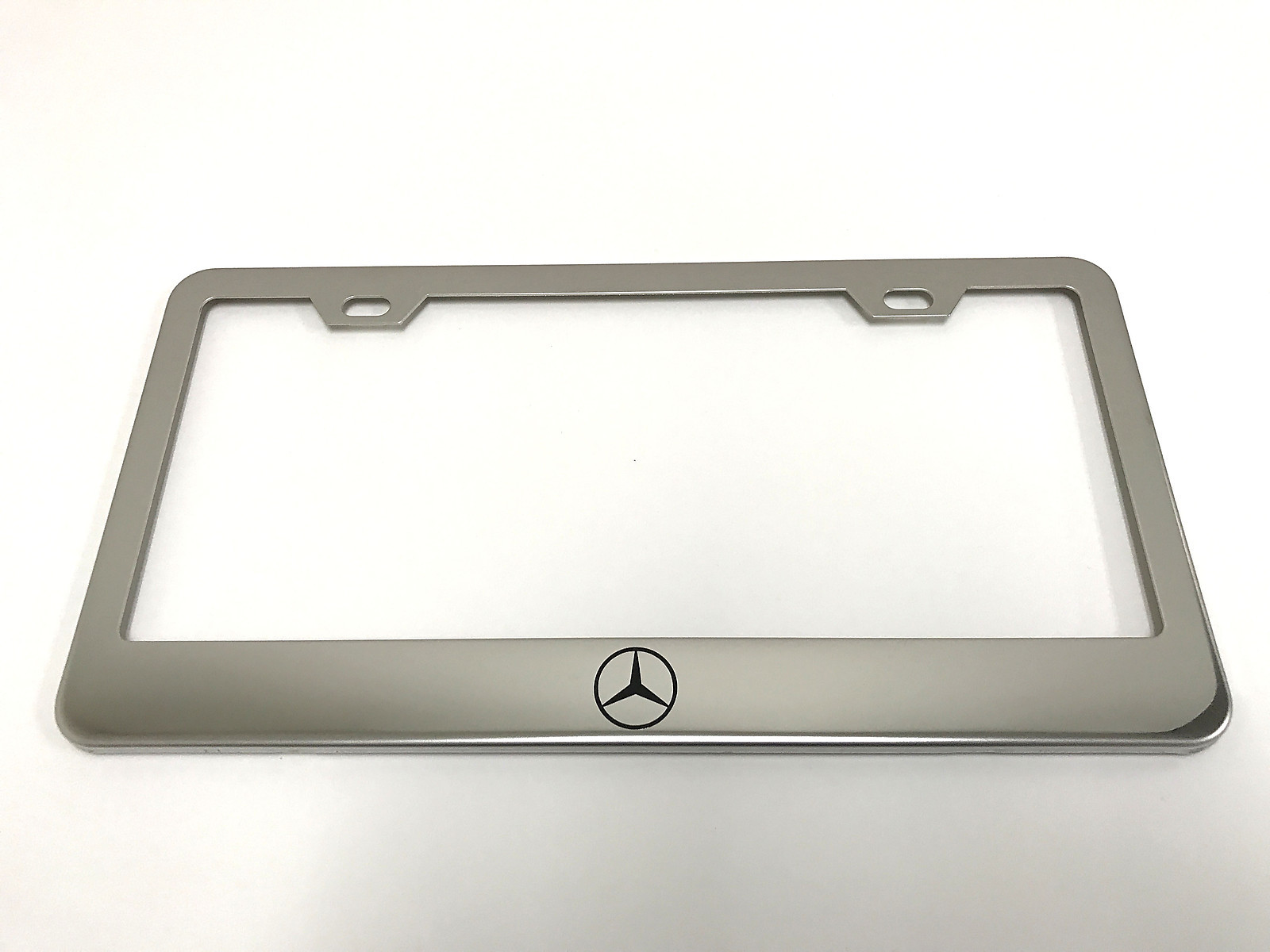 1 STAINLESS STEEL CHROME Polished Metal License Plate Frame – MBZ”LOGO”