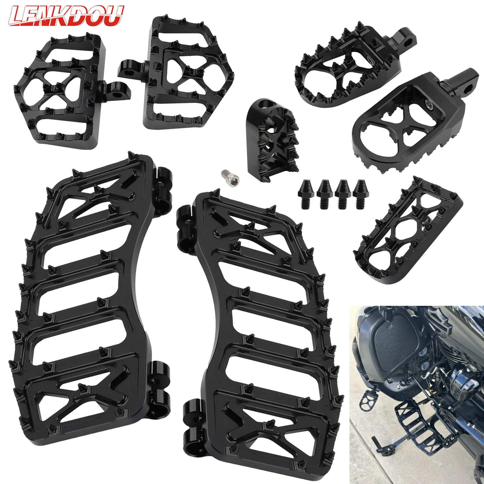 MX Black Foot Pegs Floorboard Pedal For Harley Touring Street Glide Dyna Softail