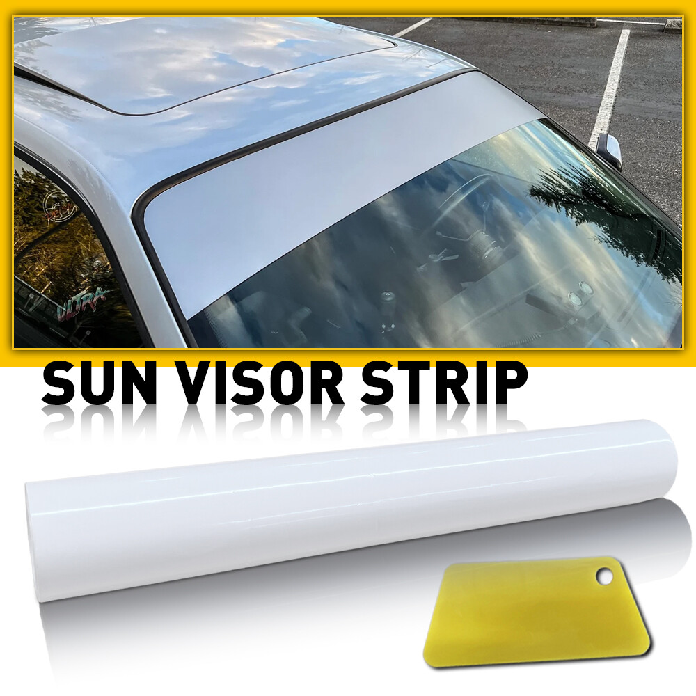Car Sun Visor Strip Tint Film Front Windshield UV Shade Banner Accessories-White