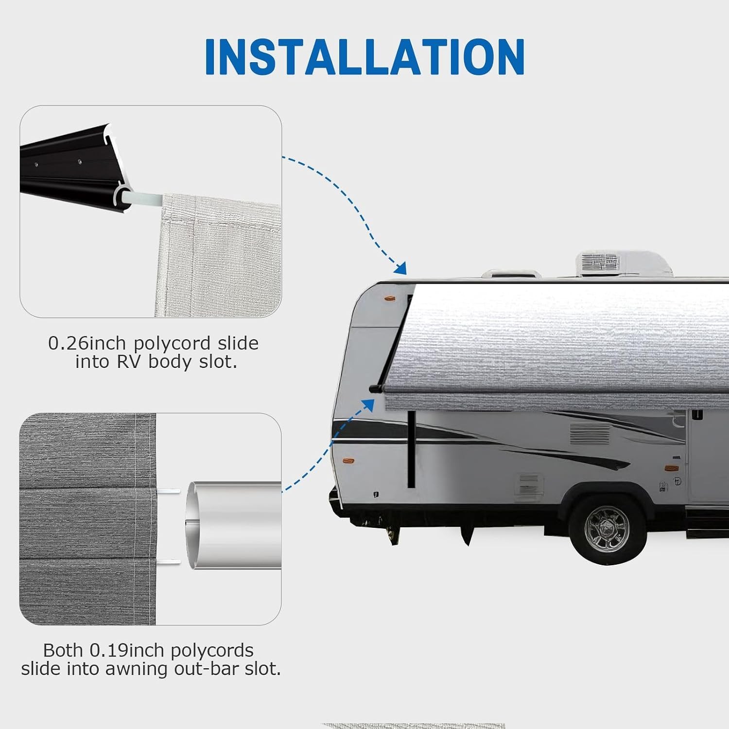 9’2″ Universal RV Awning Fabric – Heavy Duty Vinyl with UV Protection