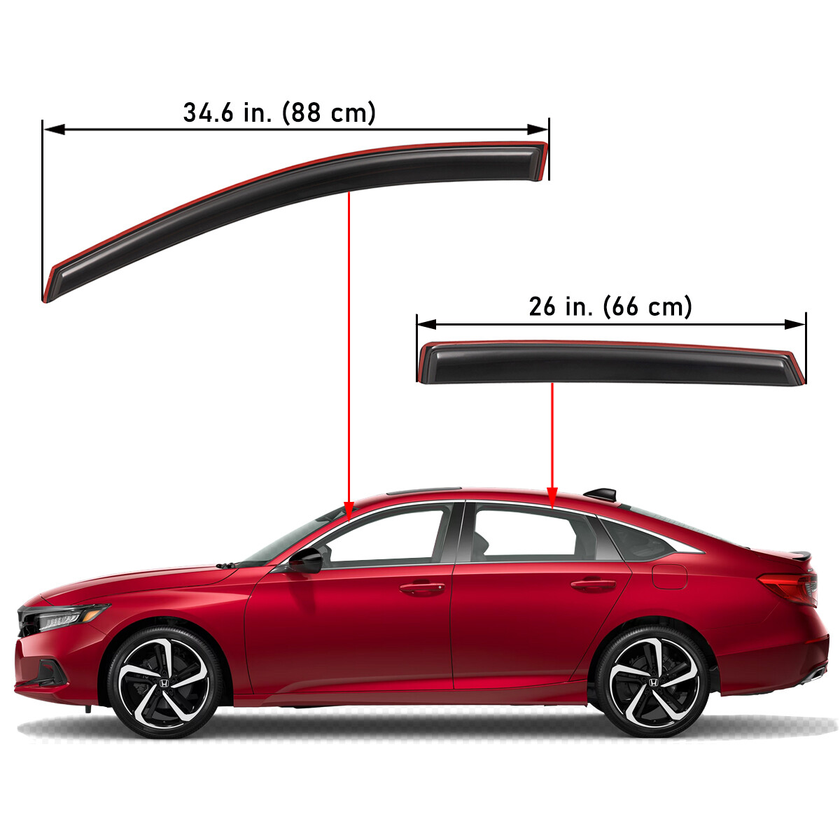 For 2018-2022 Honda Accord Sedan In-Channel Window Vent Visors Wind Deflectors