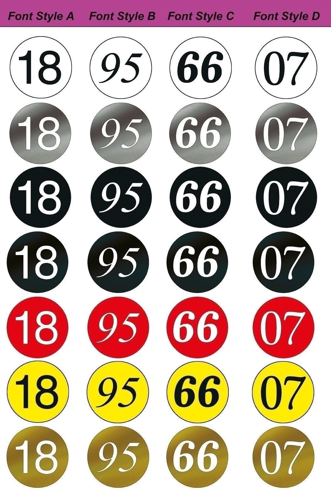 Racing Number Roundels, 10 in. Diameter (4 Fonts / 7 Colors) Fits AC Cobra