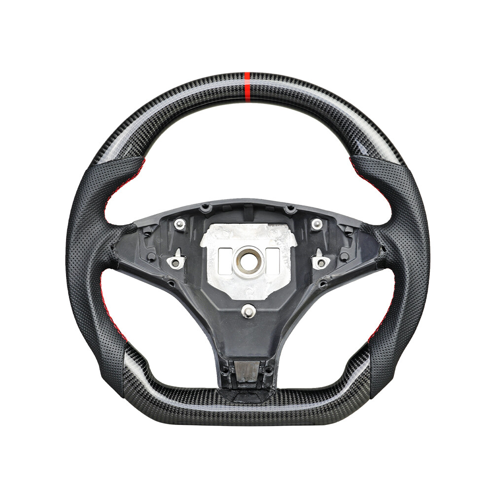 Real Carbon Fiber Steering Wheel Black for 12-20 Tesla Model X Model S No Heated