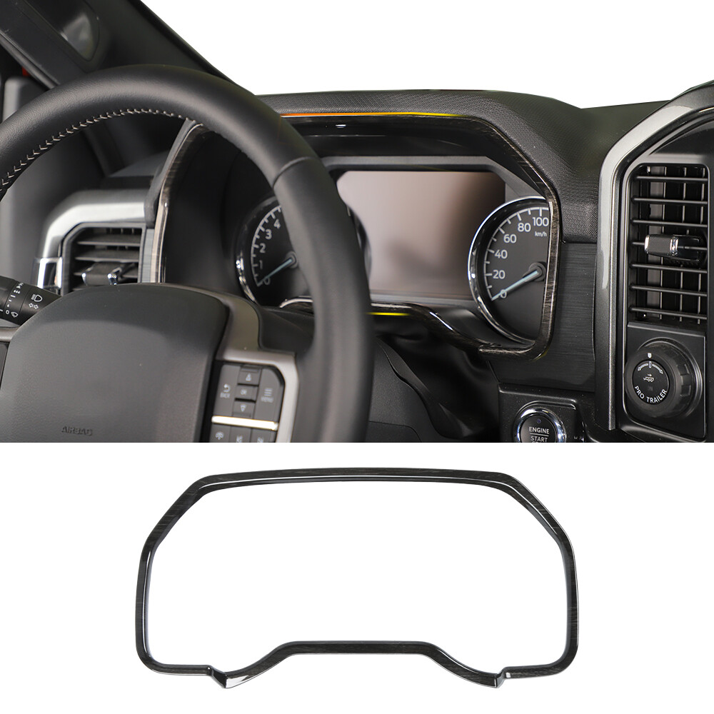 Center Dashboard Panel Frame Meter Cover Trim for Ford F150 21+ Black Wood Grain