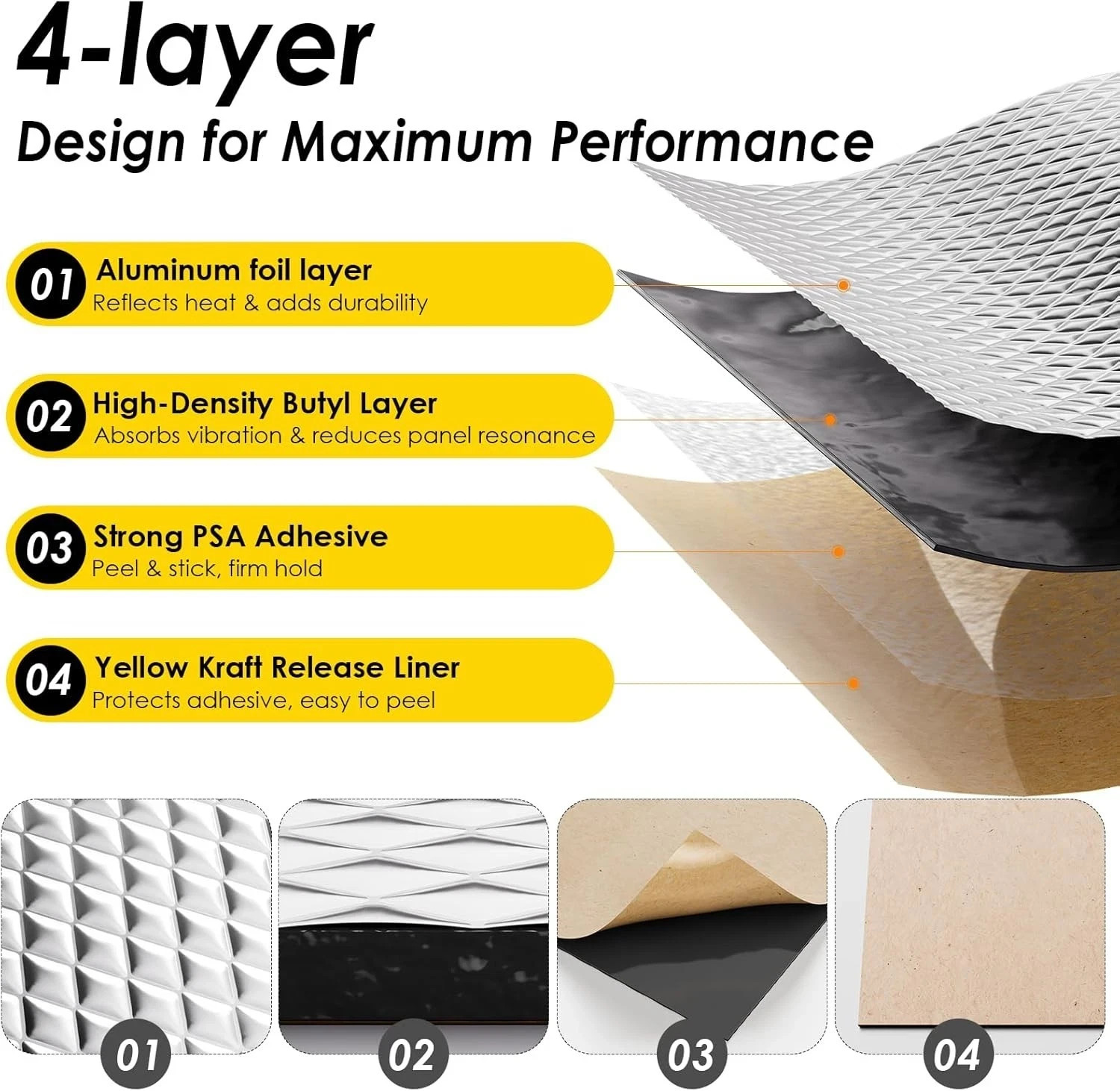 80 mil 10 sqft Car Sound Deadening Mat Butyl Automotive Sound Deadener Audio