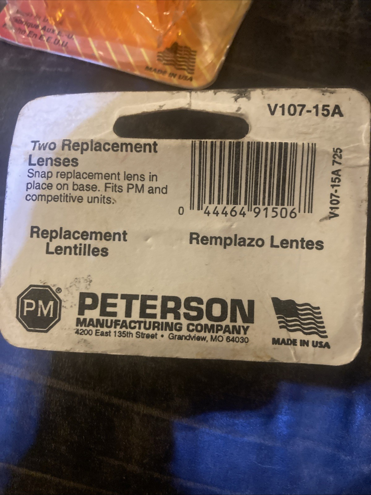 Lots 3 Peterson V107-15A Amber Acrylic Replacement Lens for Mini Lite 107 Light