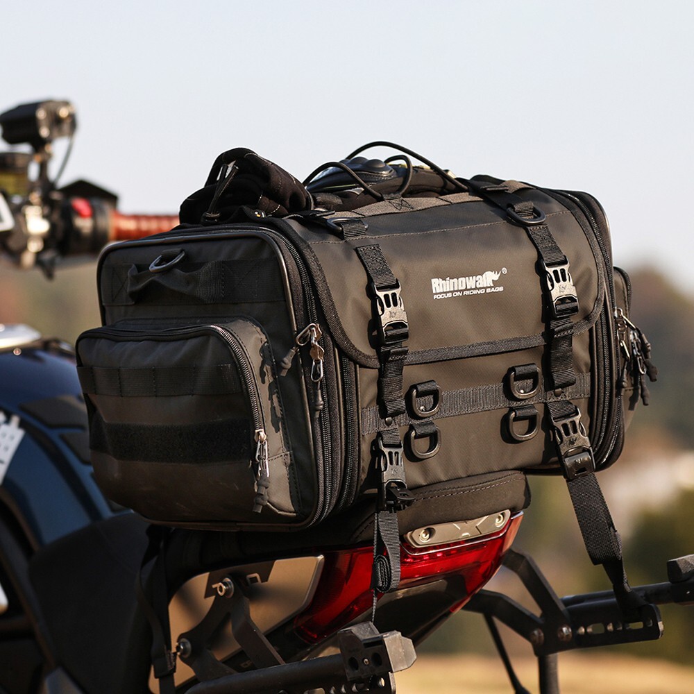 Rhinowalk Motorcycle Travel Luggage Tail Bag 45L Waterproof Trunk/Rack Box Black