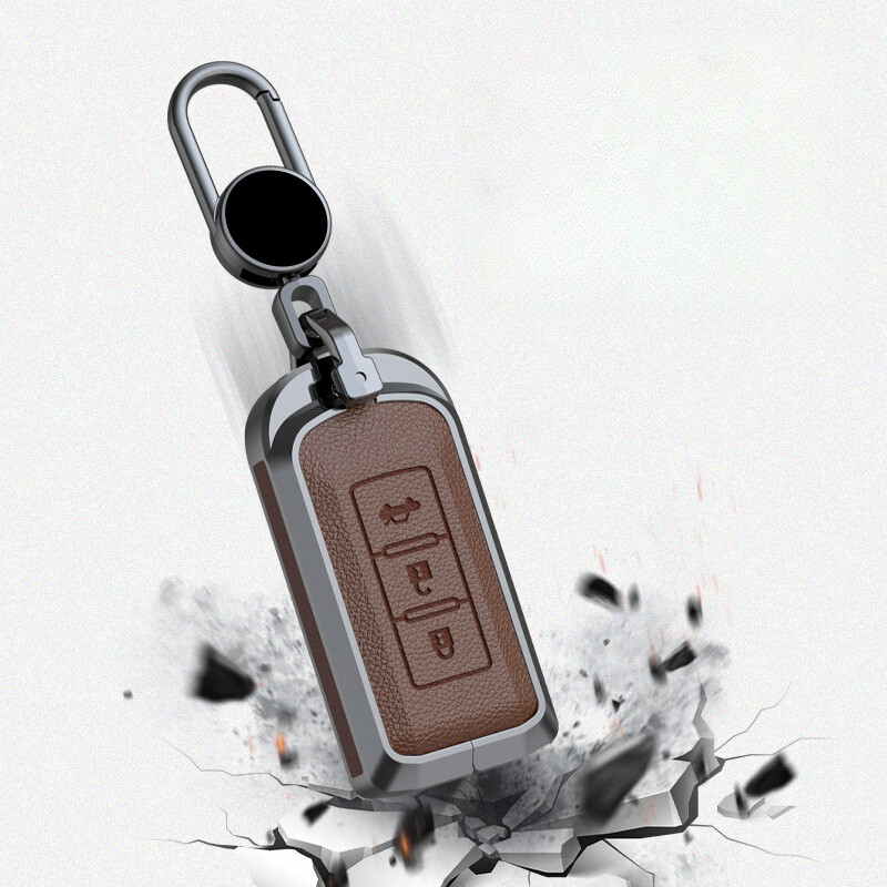 Zinc Alloy Leather Car Key Case Cover For Mitsubishi Outlander Lancer Eclipse