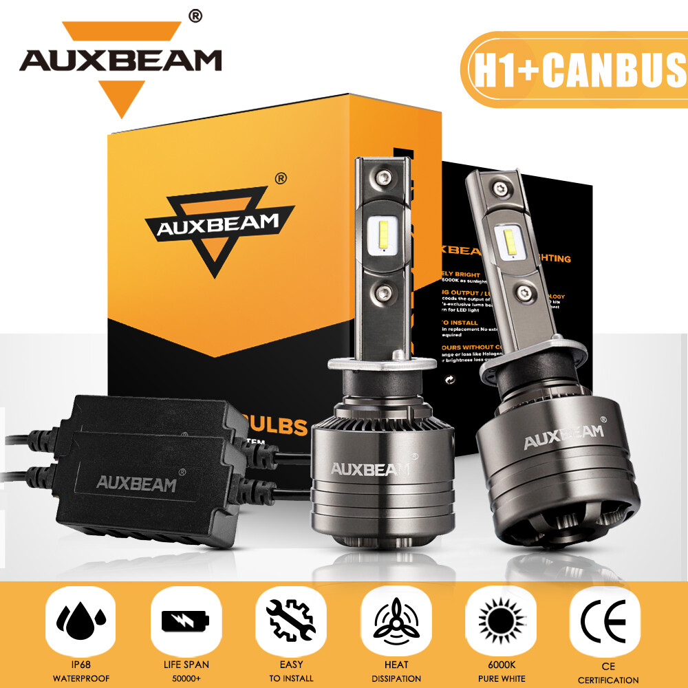 AUXBEAM H1 LED Headlight Conversion Kits 70W 15000LM 6500K High Low Beam CANBUS
