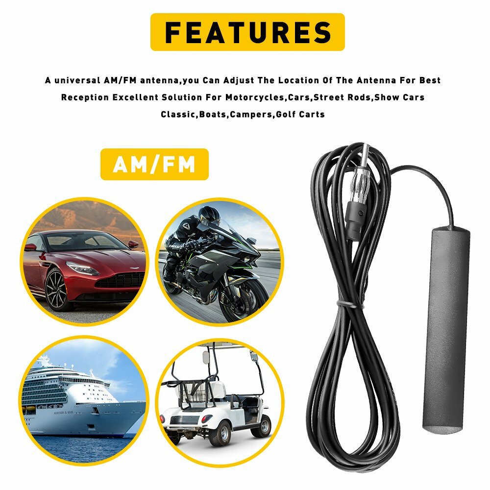 10ft Car Hidden Antenna Stereo FM AM Aerial Radio Signal Antenna Booster New