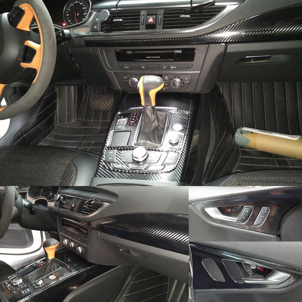 For Audi A7 2011-2018 4GB 5D Carbon Fiber black Pattern Interior DIY Trim Decals