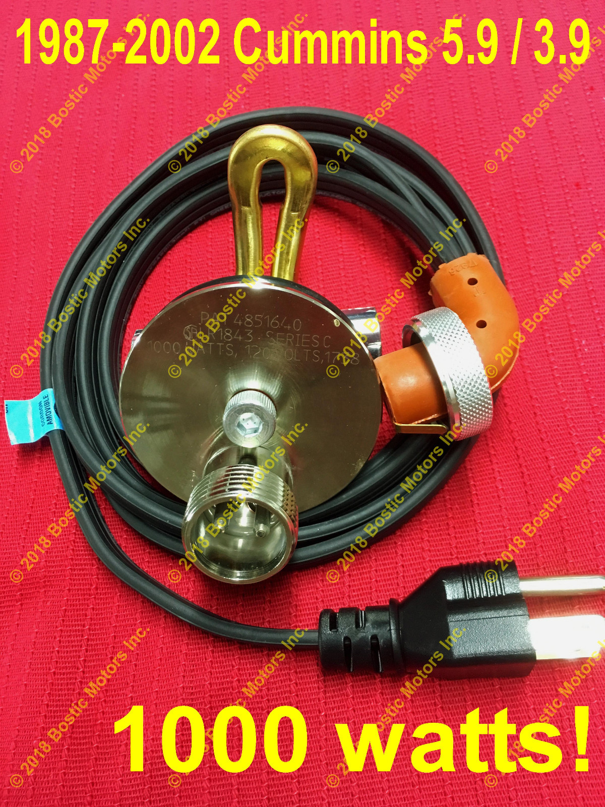 1000w Dodge Ram Cummins 3.9 & 5.9 L Diesel Engine Block Heater 1987-2002 4BT 6BT