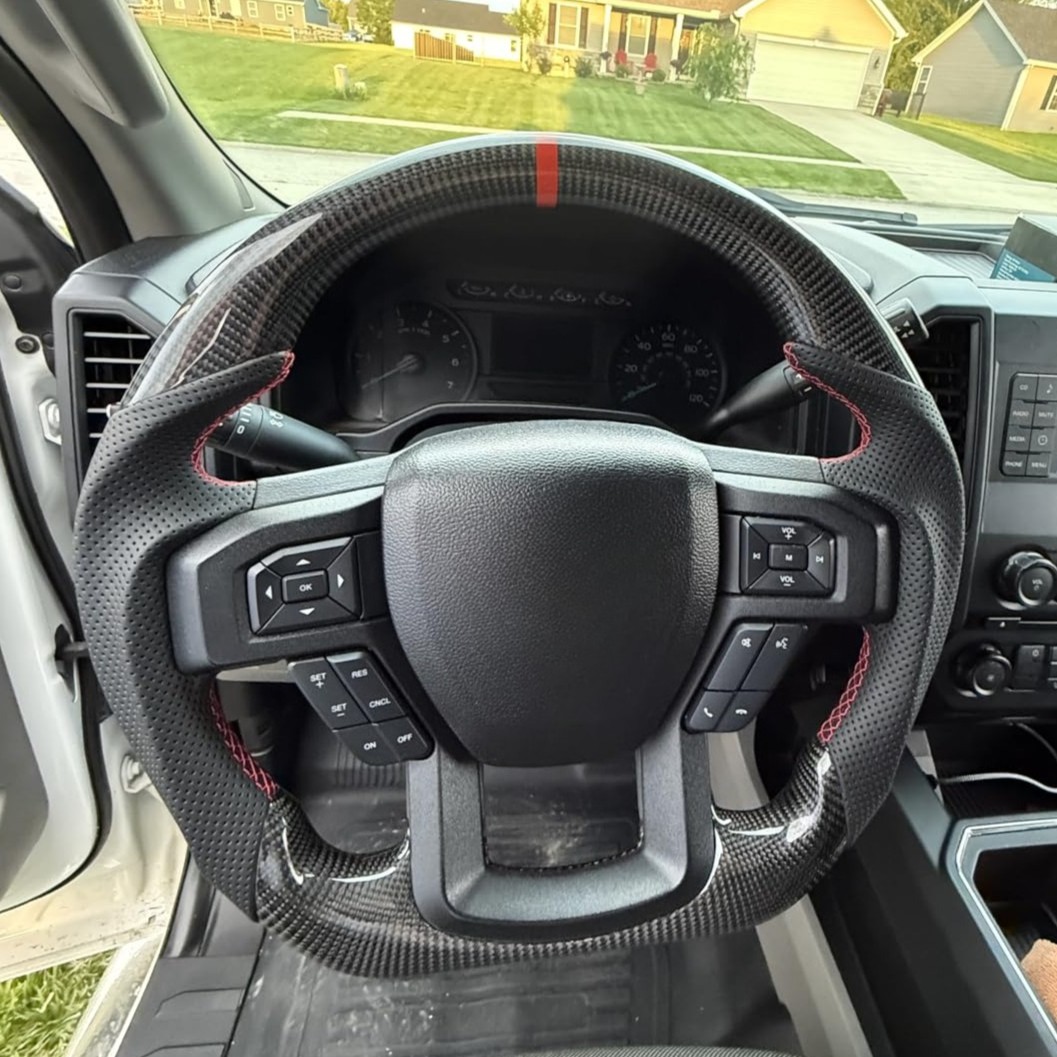 Fit Ford F150 F-150 Raptor Real Carbon Fiber Steering Wheel 2015-2020 Manual