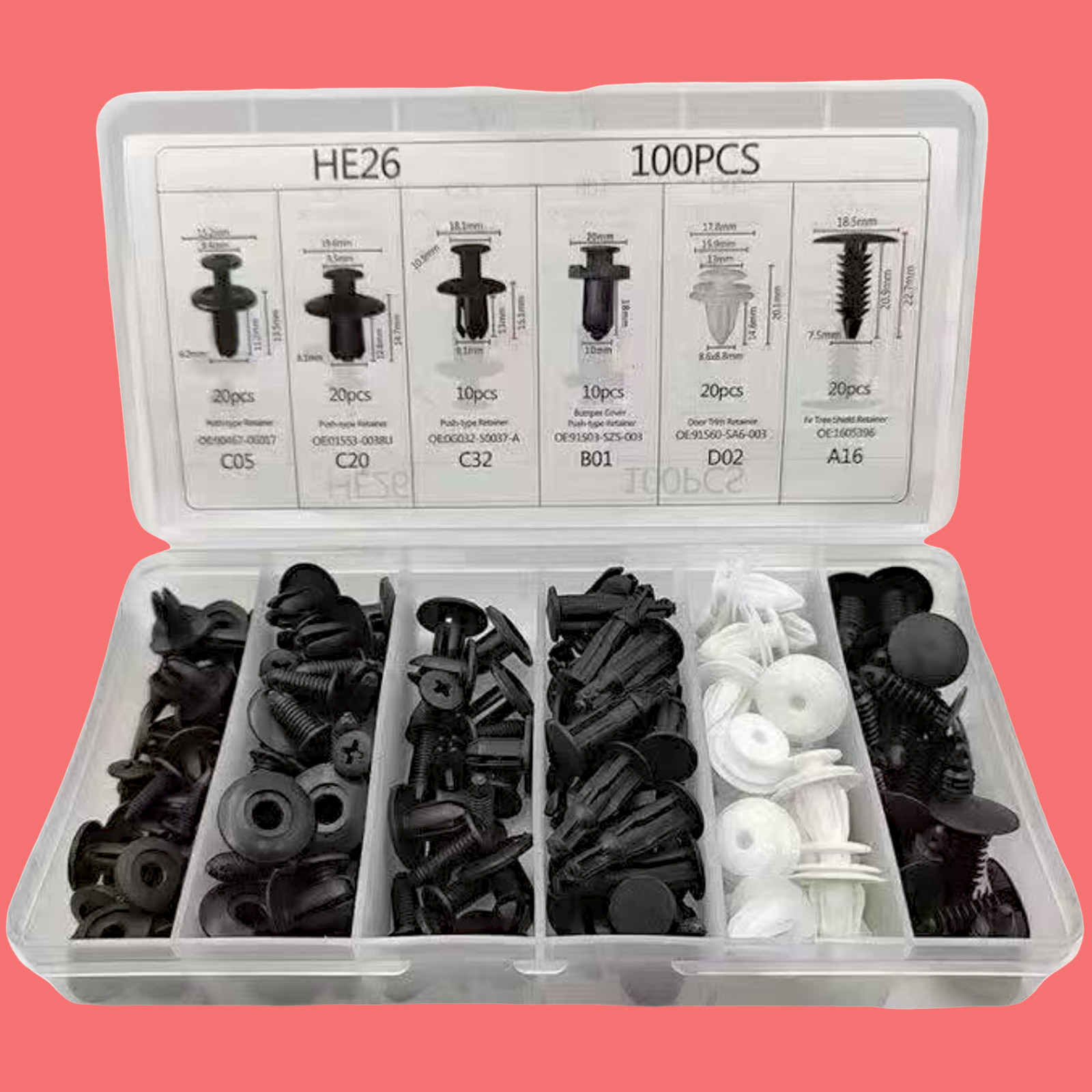 For 100PCS Auto Car Bumper Retainer Clips Universal Push Pin Rivet Fasteners