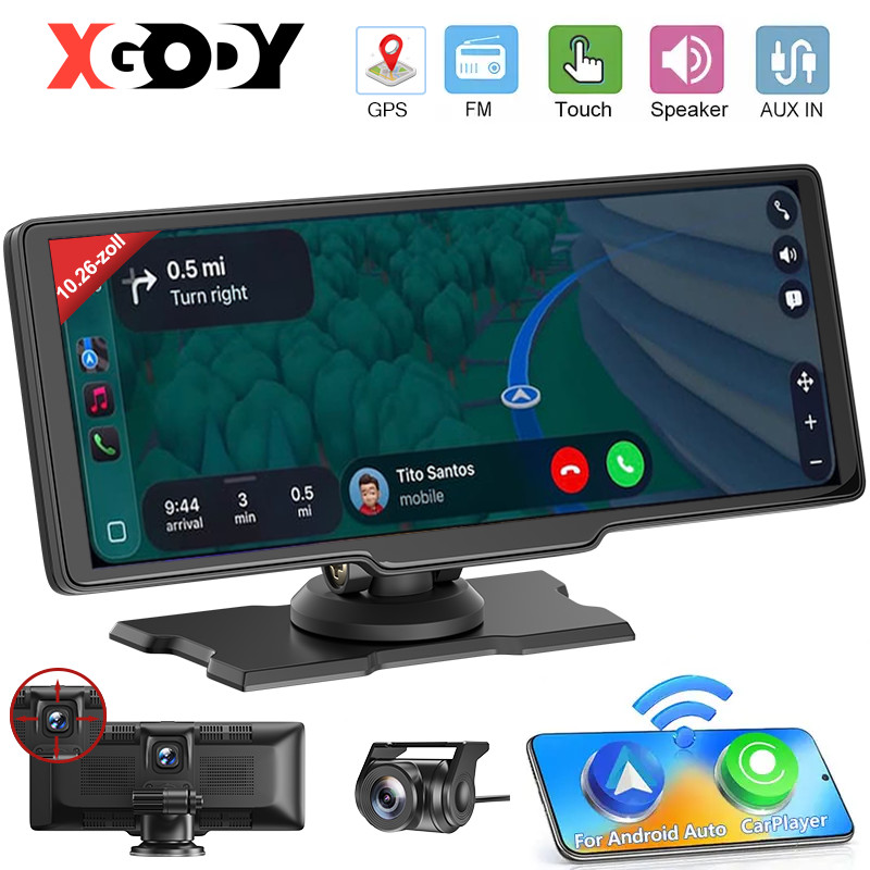 4K 10.26″ Apple Carplay Auto Dash Cam Touch Screen Front and Rear Lens Navi WiFi