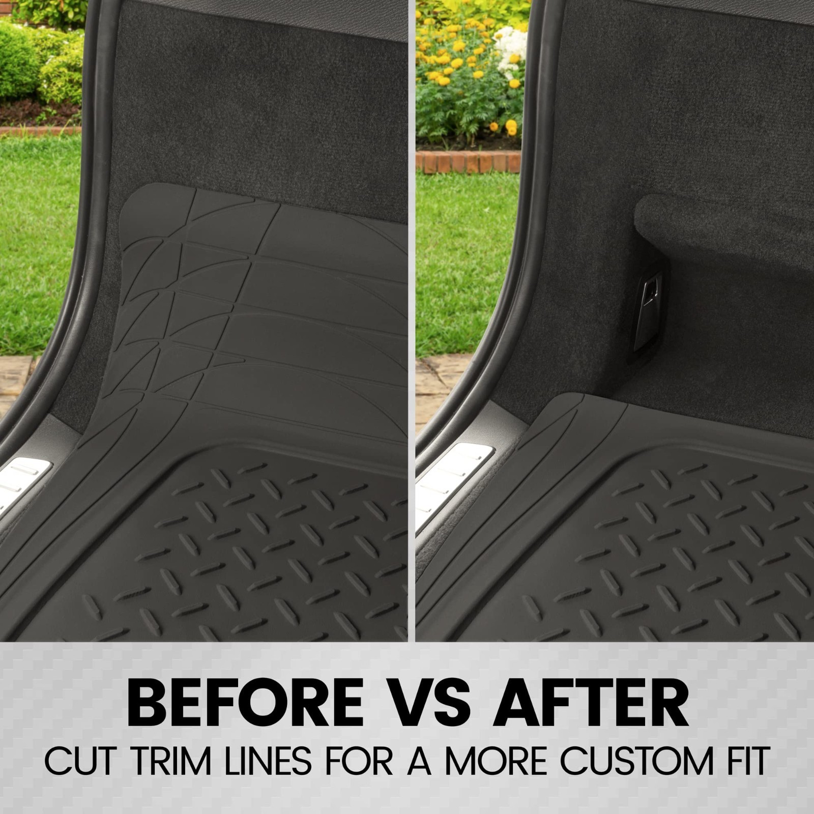 All-Weather Heavy Duty Cargo Liner Floor Mat – Trimmable Rubber Trunk Protector