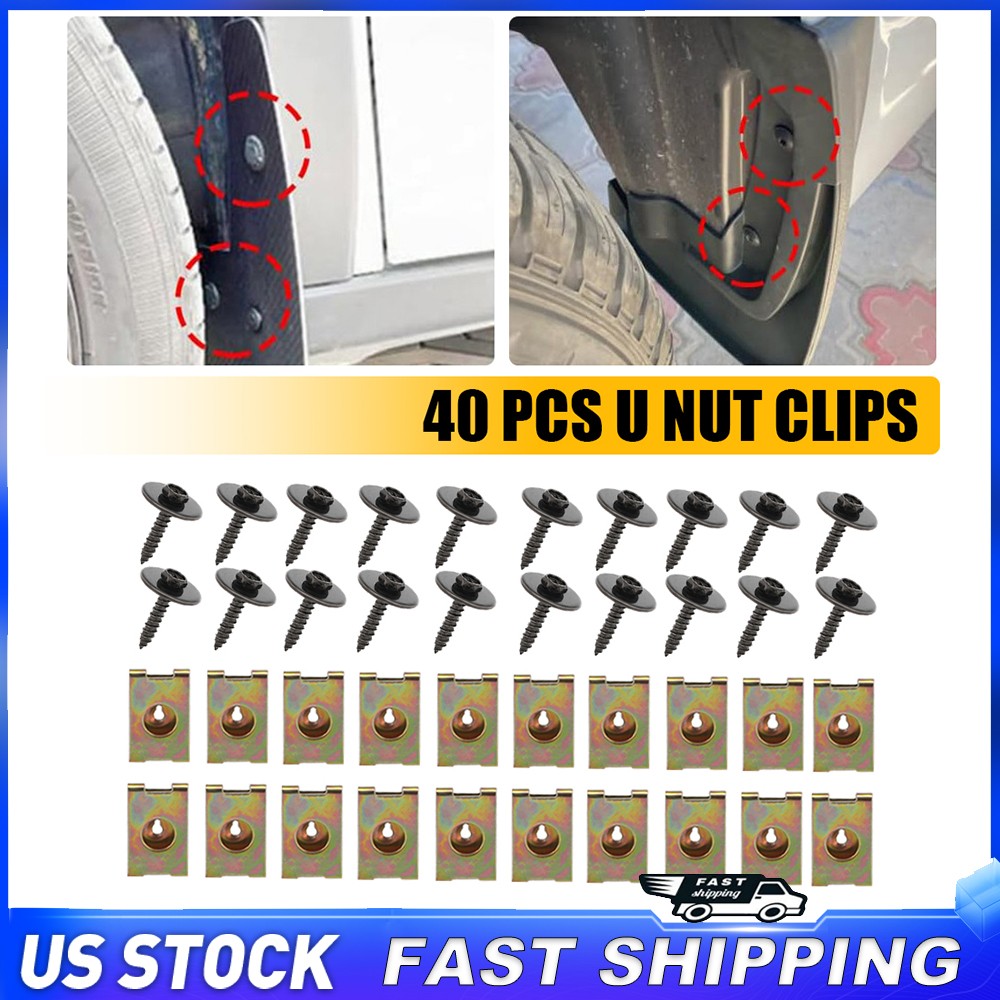 Metal Car Screw Body Fender Bumper Retainer U Nut Clips Gasket Fastener 40pcs