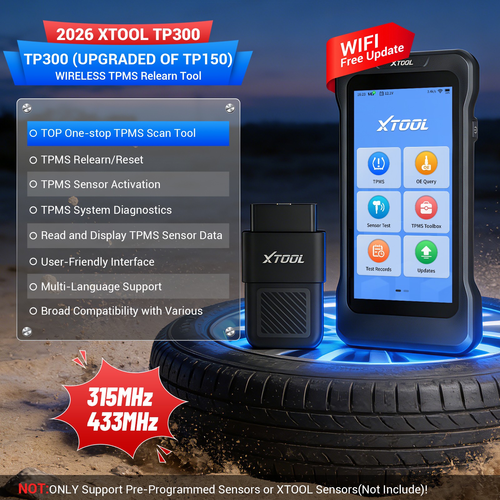 XTOOL TP300 Full TPMS System Diagnostic Programming Relearn Activation Sensor