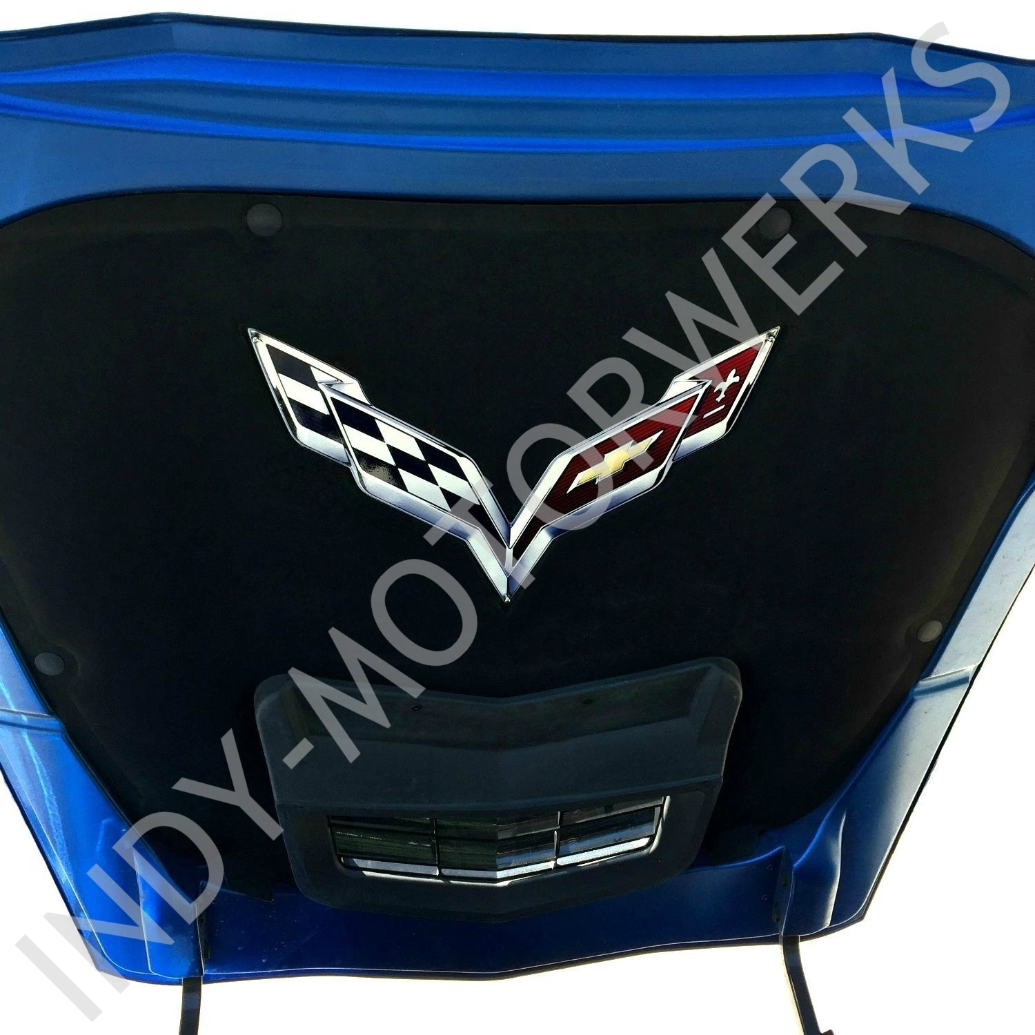 C7 CORVETTE UNDER HOOD CROSSED FLAG EMBLEM COMPLETE KIT FITS 14 – 19 CORVETTES