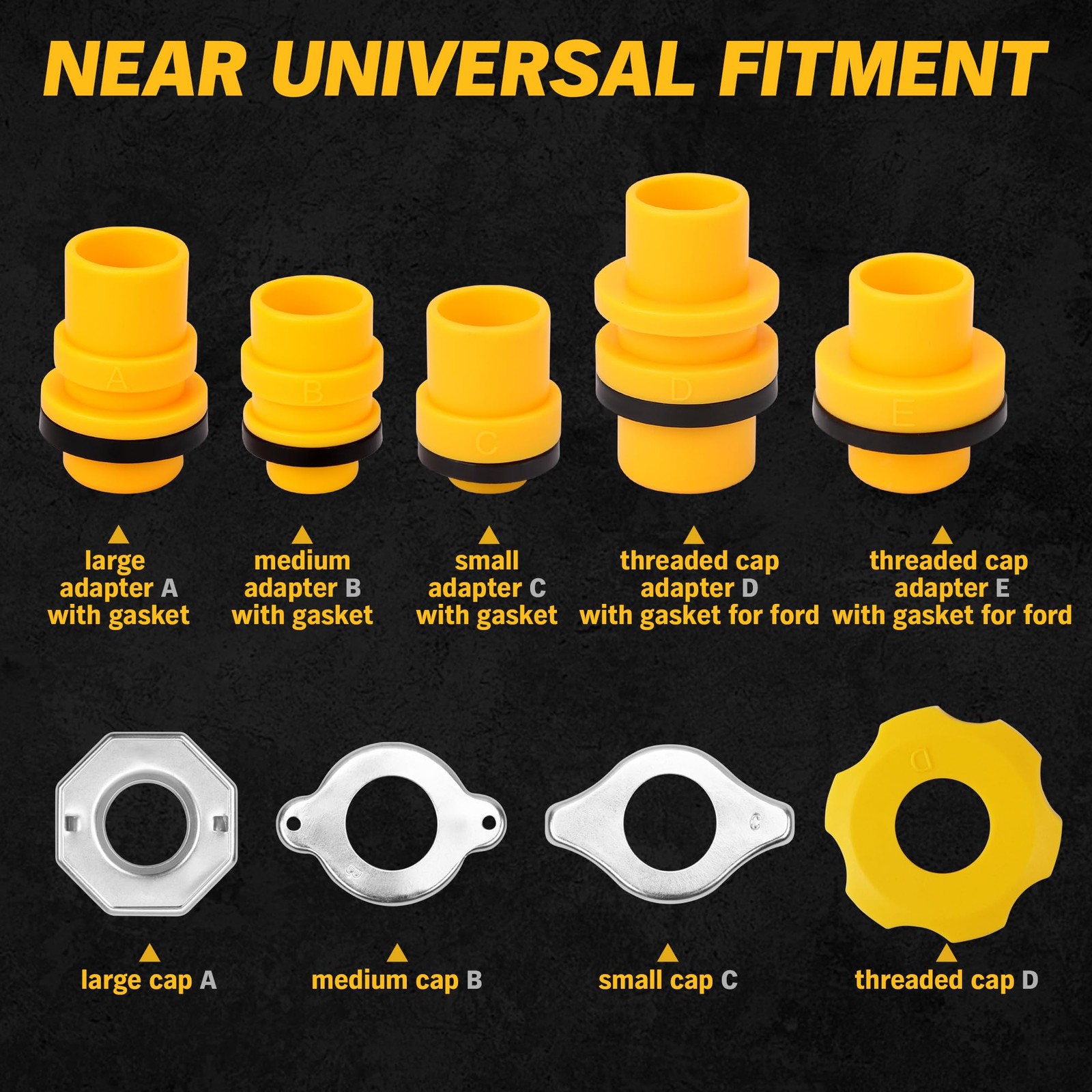 ELEAD No-Spill Coolant Funnel Kit – 19-Piece Radiator yellow and transparent