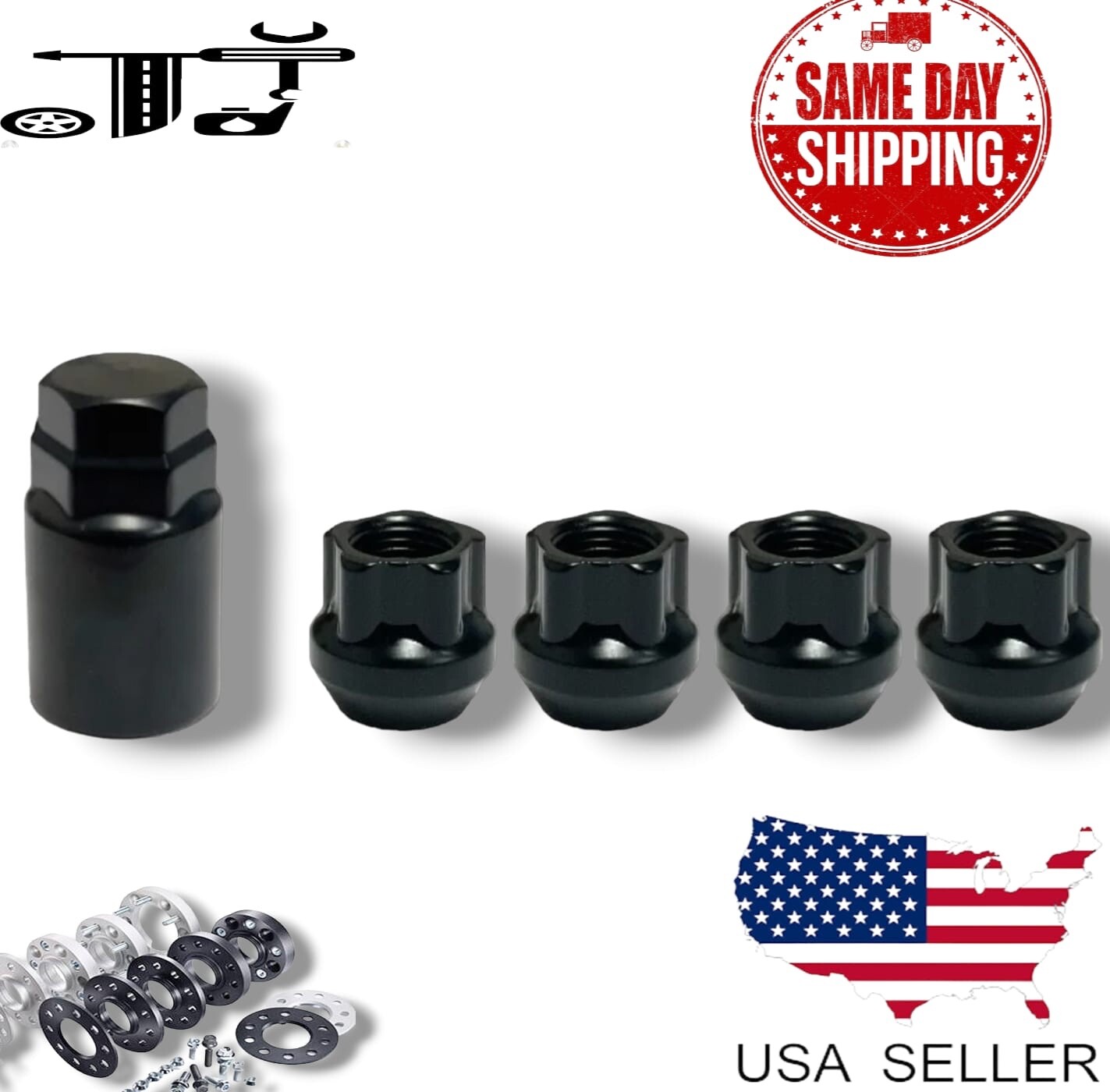 4Pc Black 14×1.5 Anti-Theft Wheel Lock Open End Lug Chevy Camaro Corvette &More