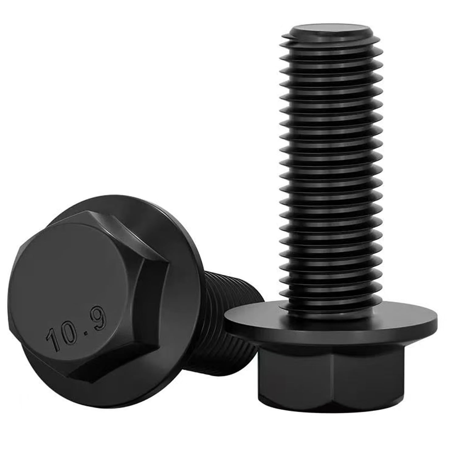 M6-1.0X 30 mm Flanged Hex Head Bolts Flange Hexagon Screws, M6 x 30, Black