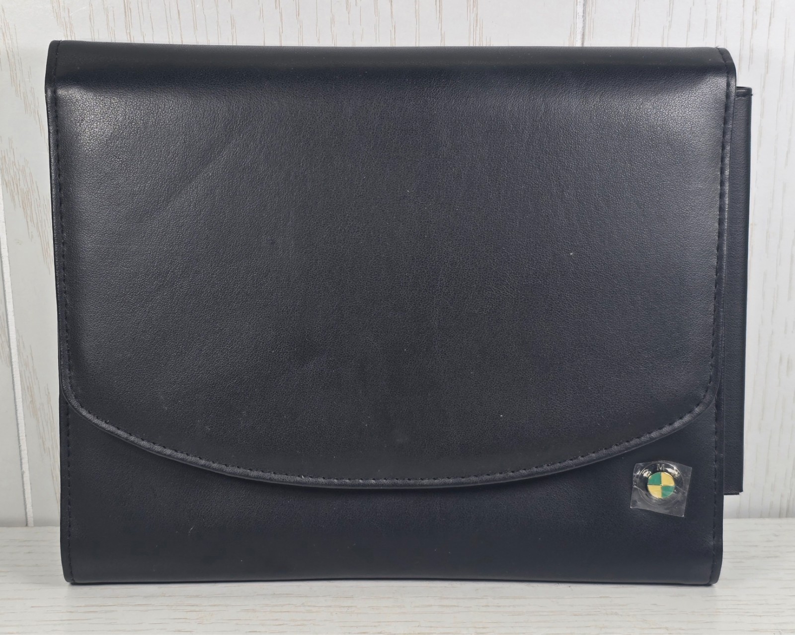 BMW OEM Black Leather Owner’s Manual Document Case Portfolio Folder Snap Closure
