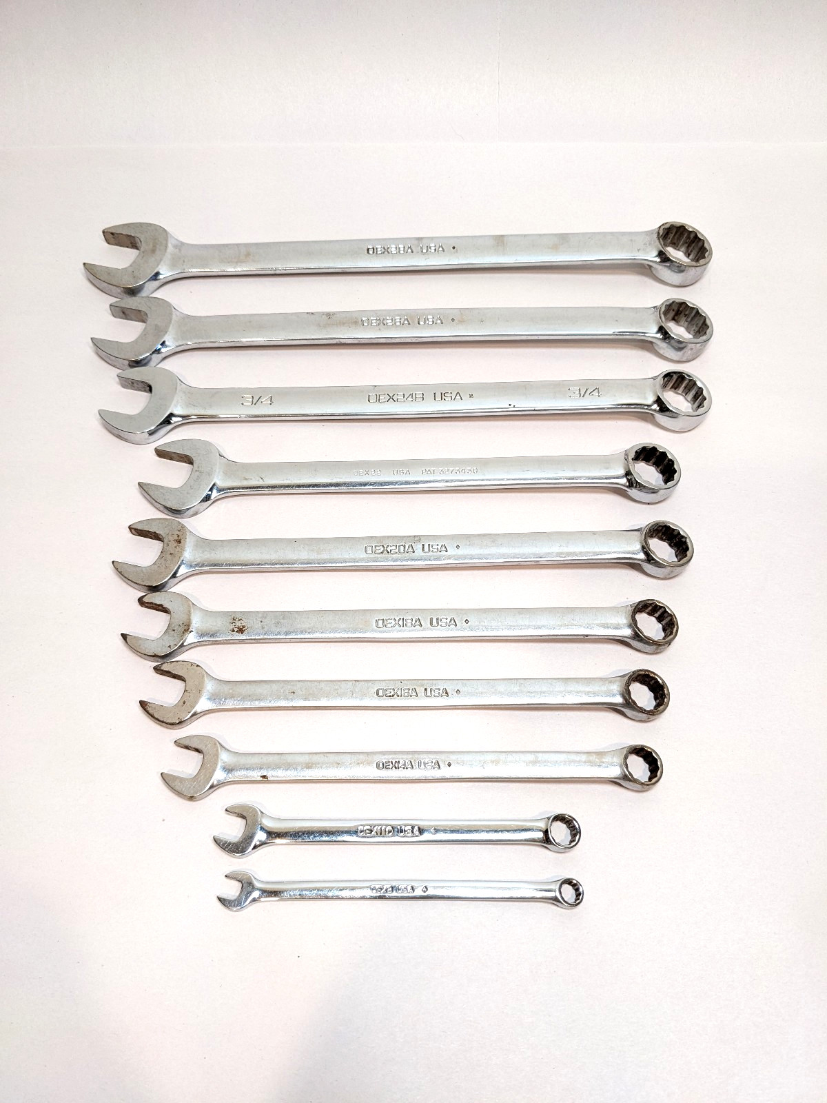 (10 Pc) Snap on Tools SAE Wrench Set Lot Comination Wrenches from 1/4 to 7/8