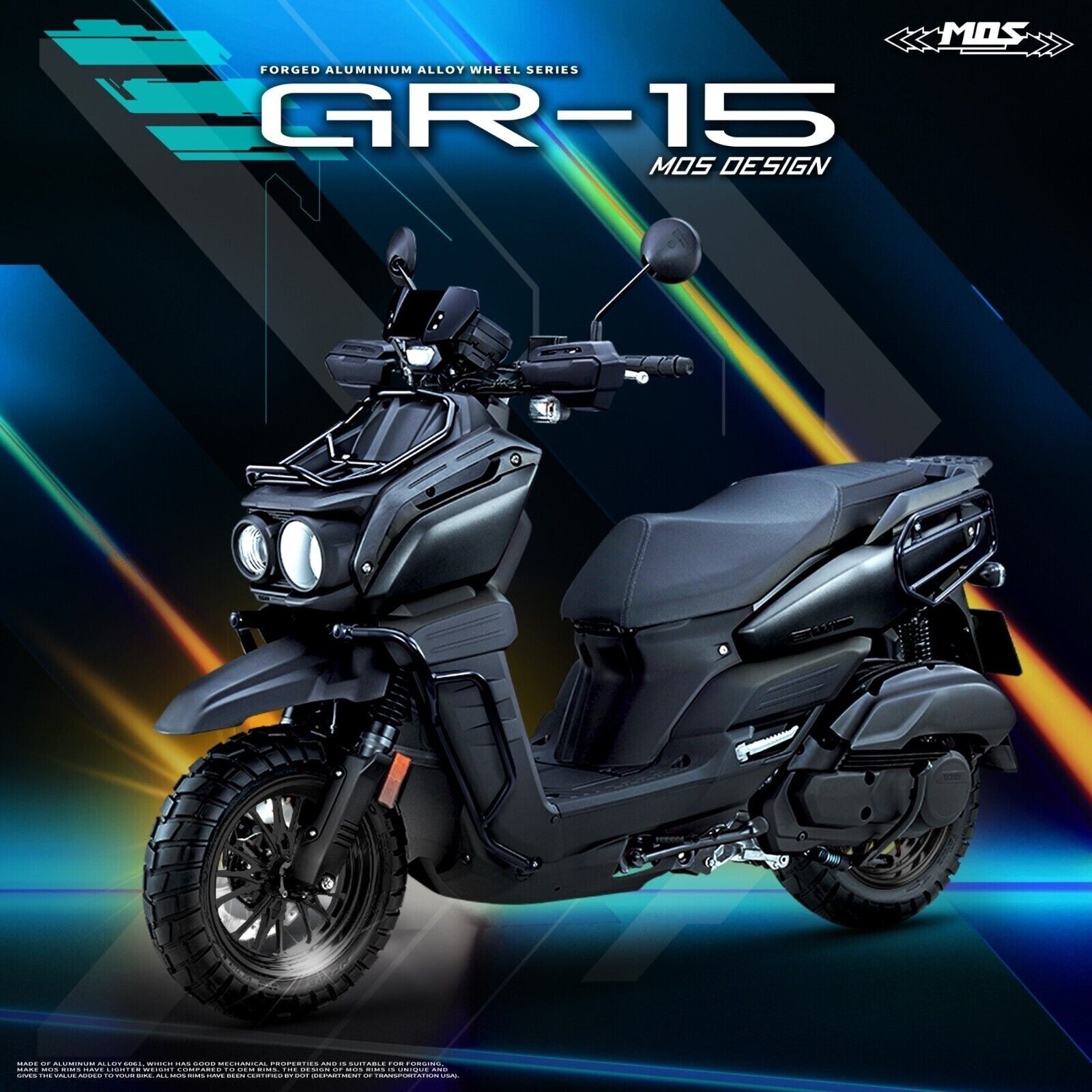 MOS GR15 Forged Aluminum Alloy Rims Wheels for Yamaha Zuma 125 2022-2025 Black