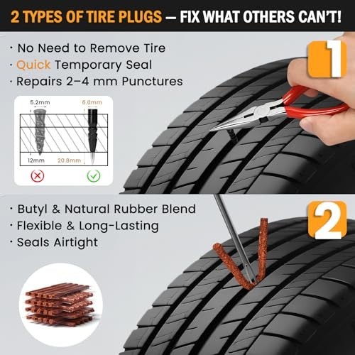 Heavy Duty Tire Plug Kit 70pc Universal Tubeless Flat Repair Kit