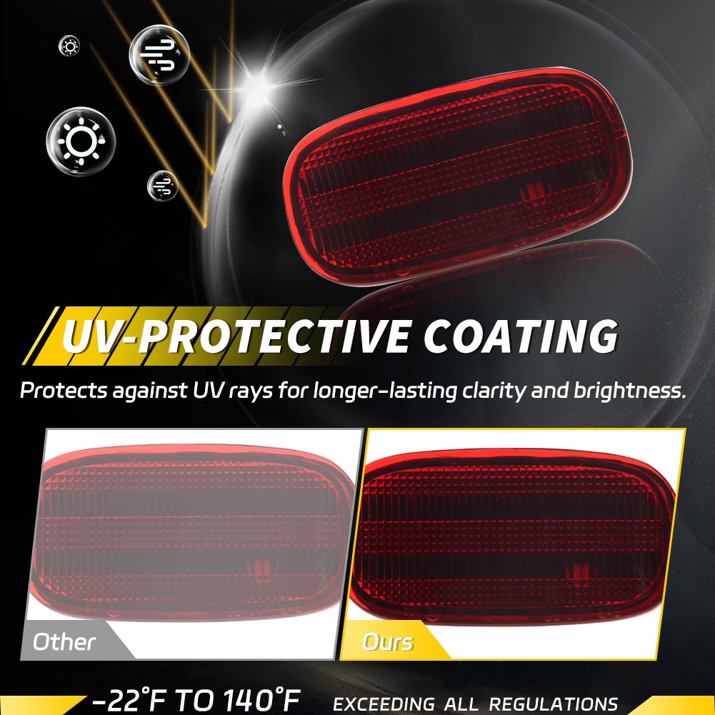 2X Red Rear Bumper Side Marker Reflectors For 96-05 Toyota RAV4 & 10-14 Matrix