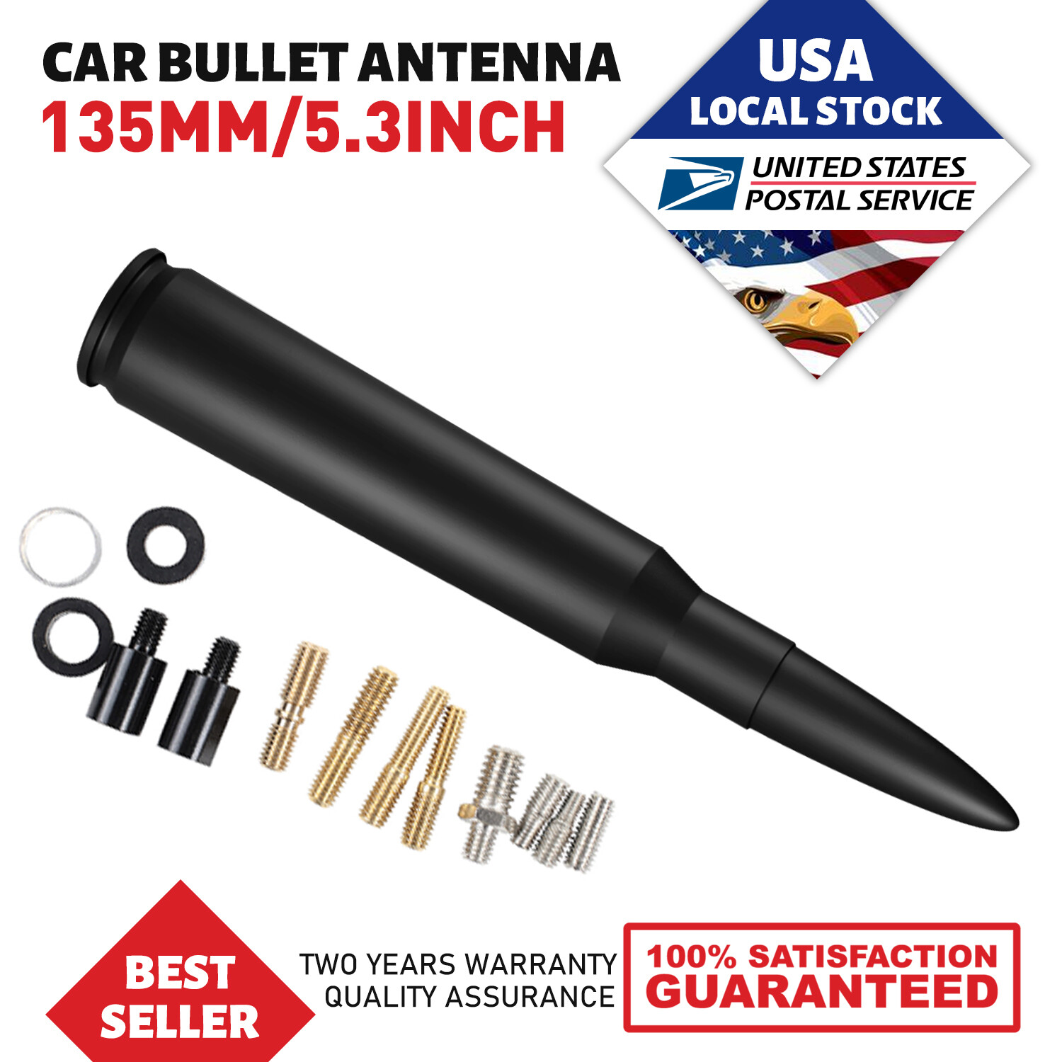 Bullet Antenna for Harley Davidson Motorcycles Street Glide Road Glide – Black